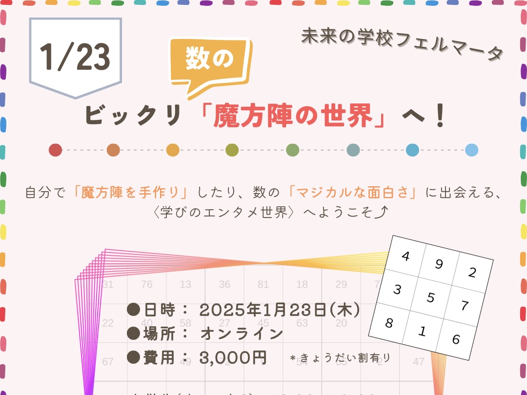 2025/1/23(木)『ビックリ「数の魔方陣」の世界へ🪄』